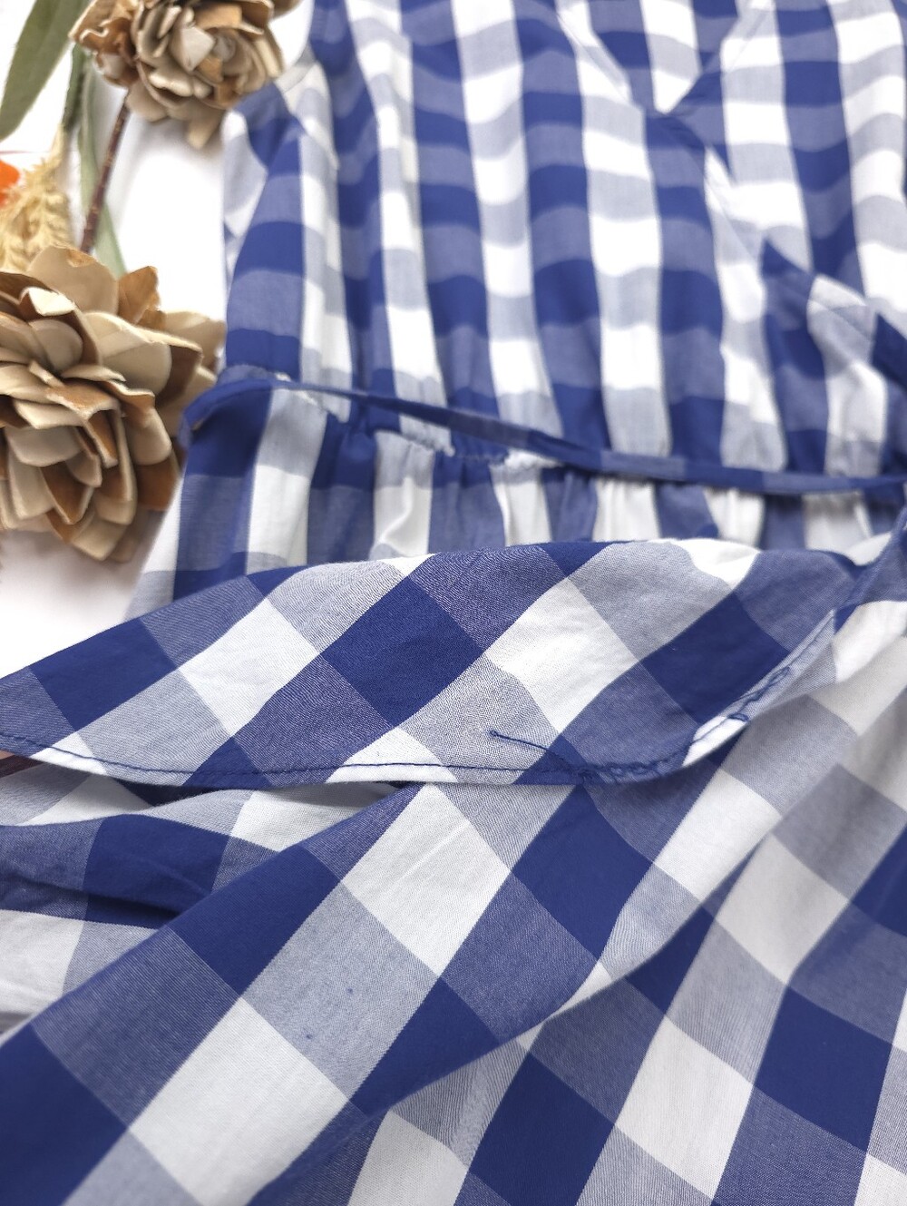 PopSugar Blue White Plaid Pocketed Maxi Dress Sz S - Picture 9 of 10